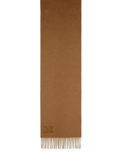 Max Mara 'wsdalia' Cashmere Stole With Brown 'monogram' Embroidery Women