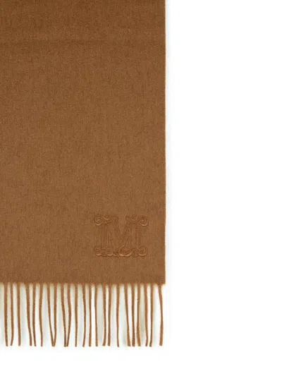 Max Mara 'wsdalia' Cashmere Stole With Brown 'monogram' Embroidery Women