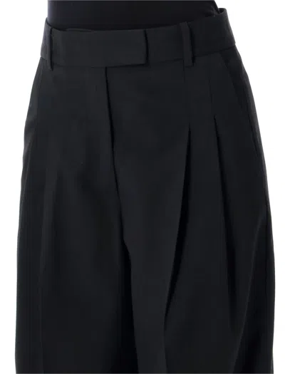 By Malene Birger High-waist Black Trousers With Pleated Wide-leg Silhouette