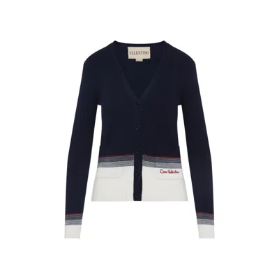 Valentino V-neck Cardigan With Contrast Hem