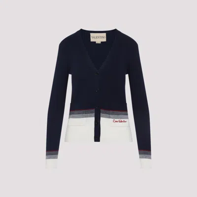 Valentino V-neck Cardigan With Contrast Hem