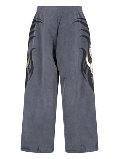 Balenciaga Straight Leg Trousers Graphic Print