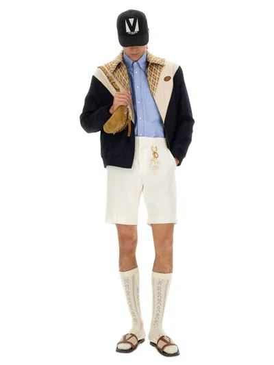 Valentino Wool And Cotton Jacket With Chevron Pattern