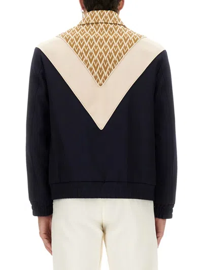 Valentino Wool And Cotton Jacket With Chevron Pattern