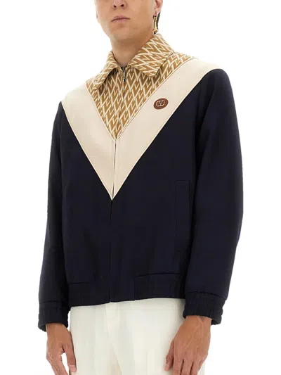 Valentino Wool And Cotton Jacket With Chevron Pattern