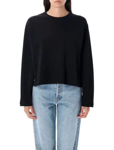 Polo Ralph Lauren Cropped Shrunken Fit Jersey Long-sleeve T-shirt In Black