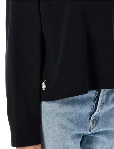 Polo Ralph Lauren Cropped Shrunken Fit Jersey Long-sleeve T-shirt In Black