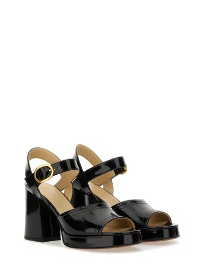 Valentino Garavani Fawcette Platform Sandal In Polished Calfskin 100mm Woman Black 42 In Black
