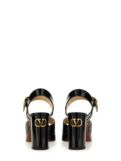 Valentino Garavani Fawcette Platform Sandal In Polished Calfskin 100mm Woman Black 42 In Black
