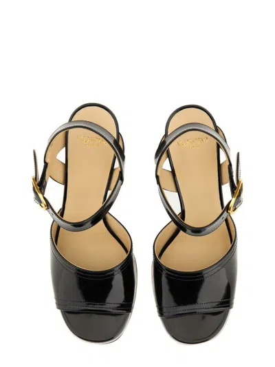Valentino Garavani Fawcette Platform Sandal In Polished Calfskin 100mm Woman Black 42 In Black
