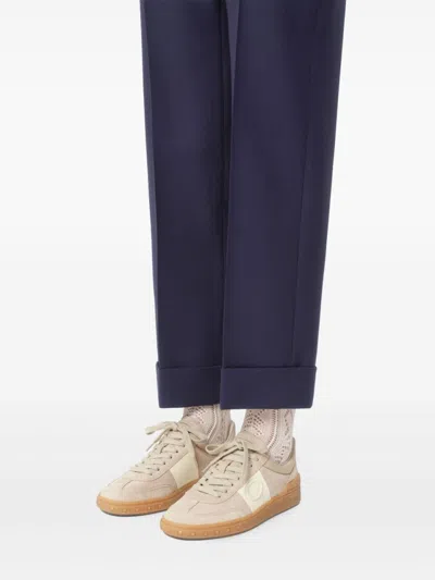 Valentino Beige Suede And Leather Sneakers In Gold