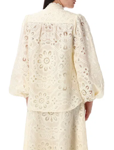 Zimmermann Cotton Rhiannon Embroidered Blouse In Neutral