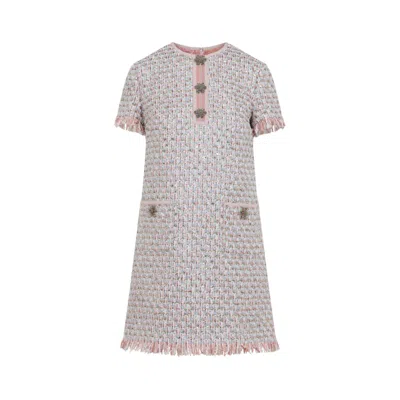 Valentino Womens Multicolor. Embellished Short-sleeves Woven Mini Dress In Pink