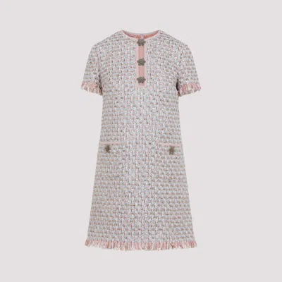 Valentino Womens Multicolor. Embellished Short-sleeves Woven Mini Dress In Pink