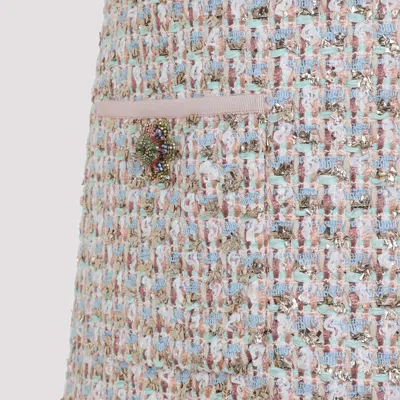 Valentino Womens Multicolor. Embellished Short-sleeves Woven Mini Dress In Pink
