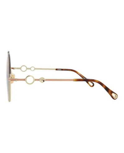 Chloé Round-frame Metal Sunglasses With Soft Pink Lenses