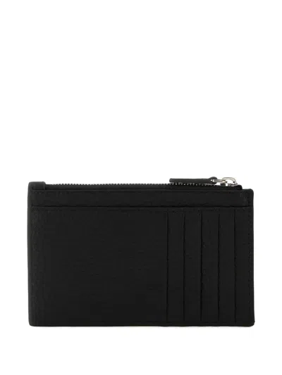Balenciaga Leather Card Holder Textured Finish In Blue