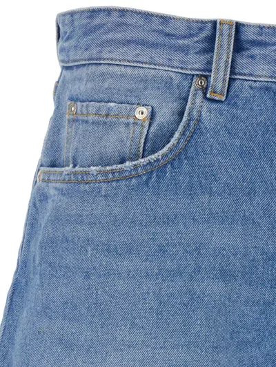 Icon Denim Light Blue Bermuda Pants With Wide Leg And Logo Patch On The Rear In Blue