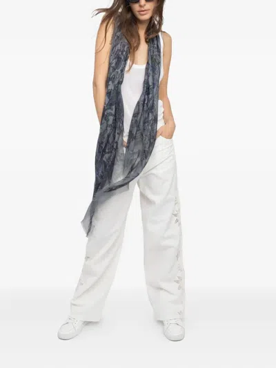 Zadig & Voltaire Kerry Printed Scarf In Gray