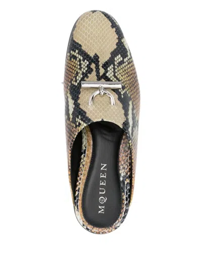 Alexander Mcqueen Snakeskin-effect Leather Mules