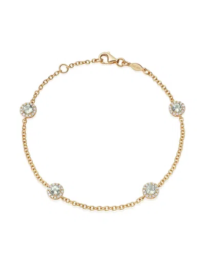 Kiki Mcdonough 18ct Yellow Grace Gold Green Amethyst And Diamond Bracelet In Gold
