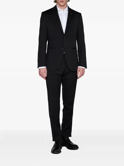 D4.0 Notched-lapels Single-breasted Suit In Black