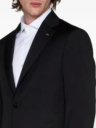 D4.0 Notched-lapels Single-breasted Suit In Black