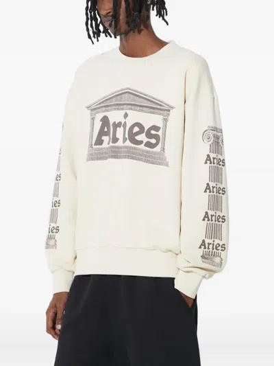 Aries Temple-print Sweatshirt In White