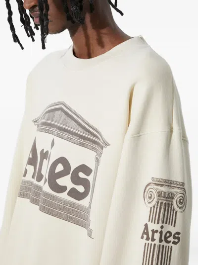Aries Temple-print Sweatshirt In White