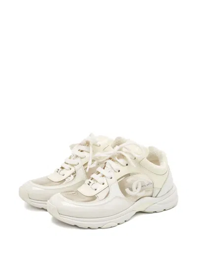 Pre-owned Chanel Cc Logo Leather Sneakers