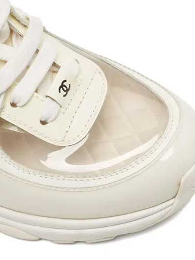 Pre-owned Chanel Cc Logo Leather Sneakers