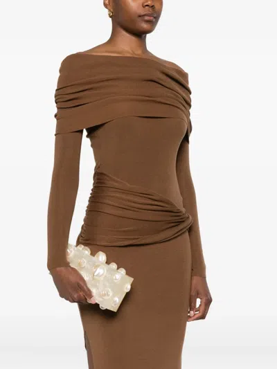 Cult Gaia Embellished Rectangular Clutch Bag In Neutral