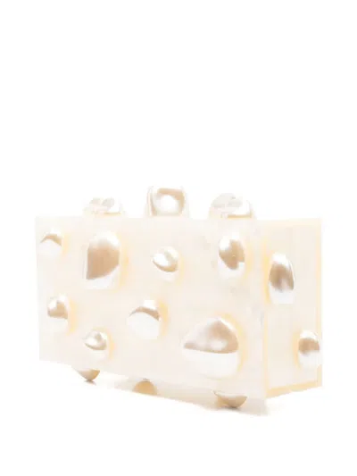 Cult Gaia Embellished Rectangular Clutch Bag In Neutral
