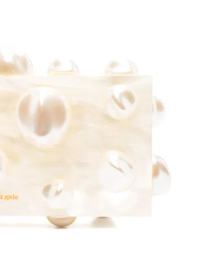 Cult Gaia Embellished Rectangular Clutch Bag In Neutral