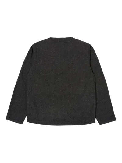 Universal Works Collarless Jacket In Black