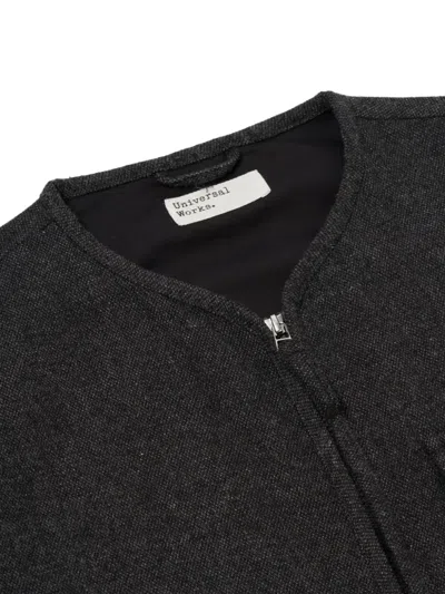Universal Works Collarless Jacket In Black
