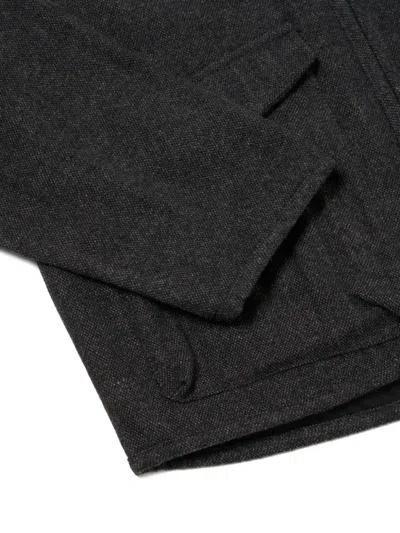 Universal Works Collarless Jacket In Black