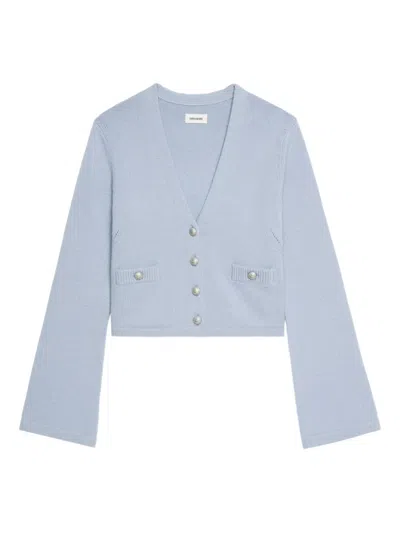 Zadig & Voltaire Wide-sleeve Cashmere Cardigan In Blue