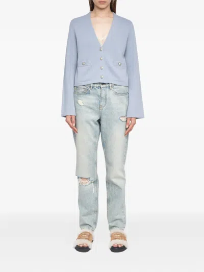 Zadig & Voltaire Wide-sleeve Cashmere Cardigan In Blue
