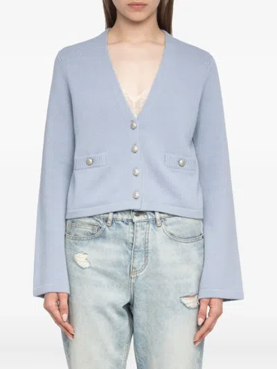 Zadig & Voltaire Wide-sleeve Cashmere Cardigan In Blue