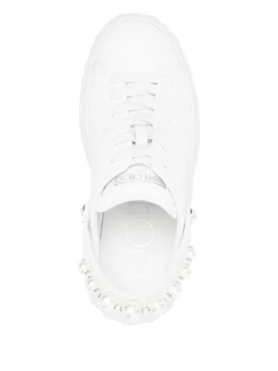 Jimmy Choo Diamond Maxi Pearl Leather Slippers