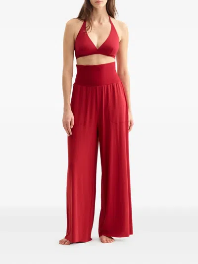 Eres Dao Wide High-waisted Trousers In Red