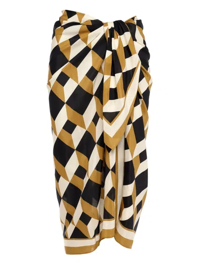 Eres Vibration Silk Pareo Skirt In Black
