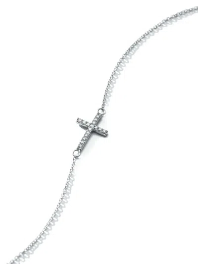 Mateo Silver Diamond Cross Bracelet In Silver
