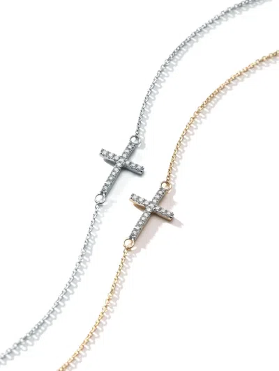 Mateo Silver Diamond Cross Bracelet In Silver