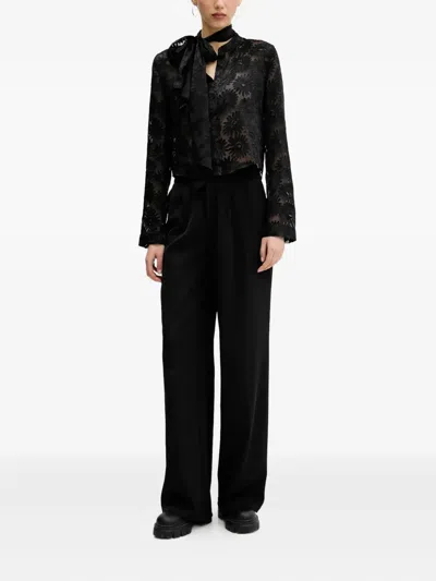 Hugo Boss Floral-print Tie-neck Shirt