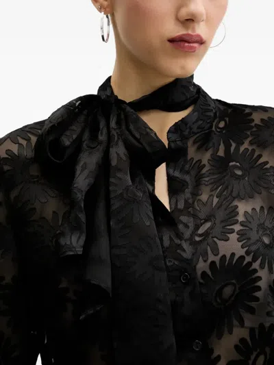 Hugo Boss Floral-print Tie-neck Shirt