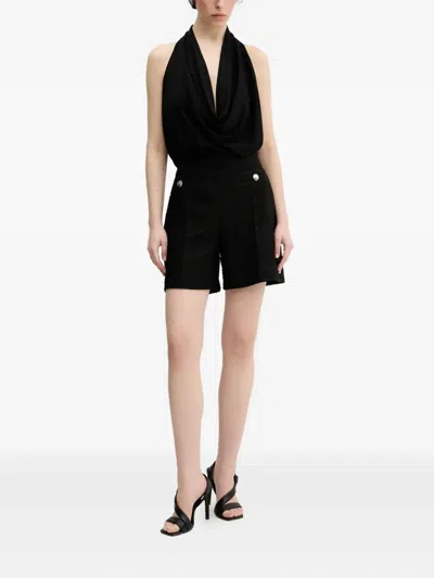 Hugo Boss Tweed-texture Shorts In Black