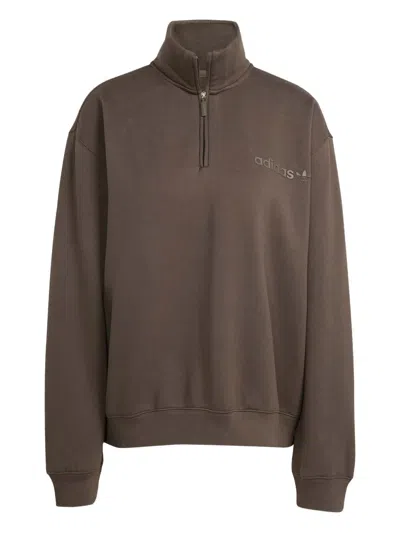 Adidas Originals Half-zip Sweatshirt In Brown