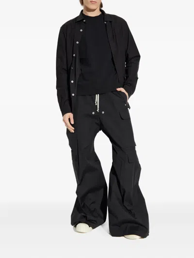 Rick Owens Man Shirt Black Size 44 Virgin Wool In Black
